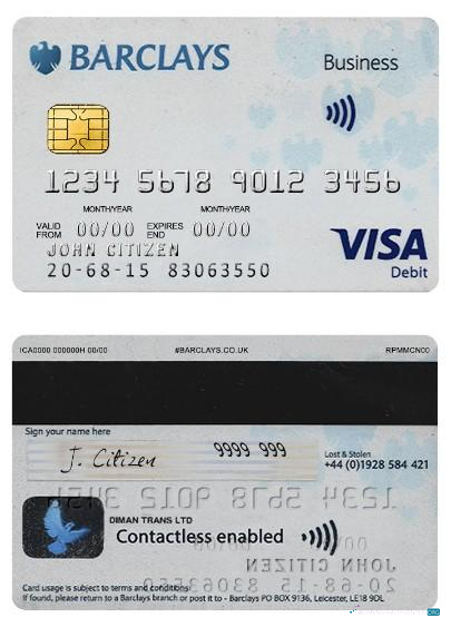 Download United Kingdom Barclays PLC visa card Photoshop template